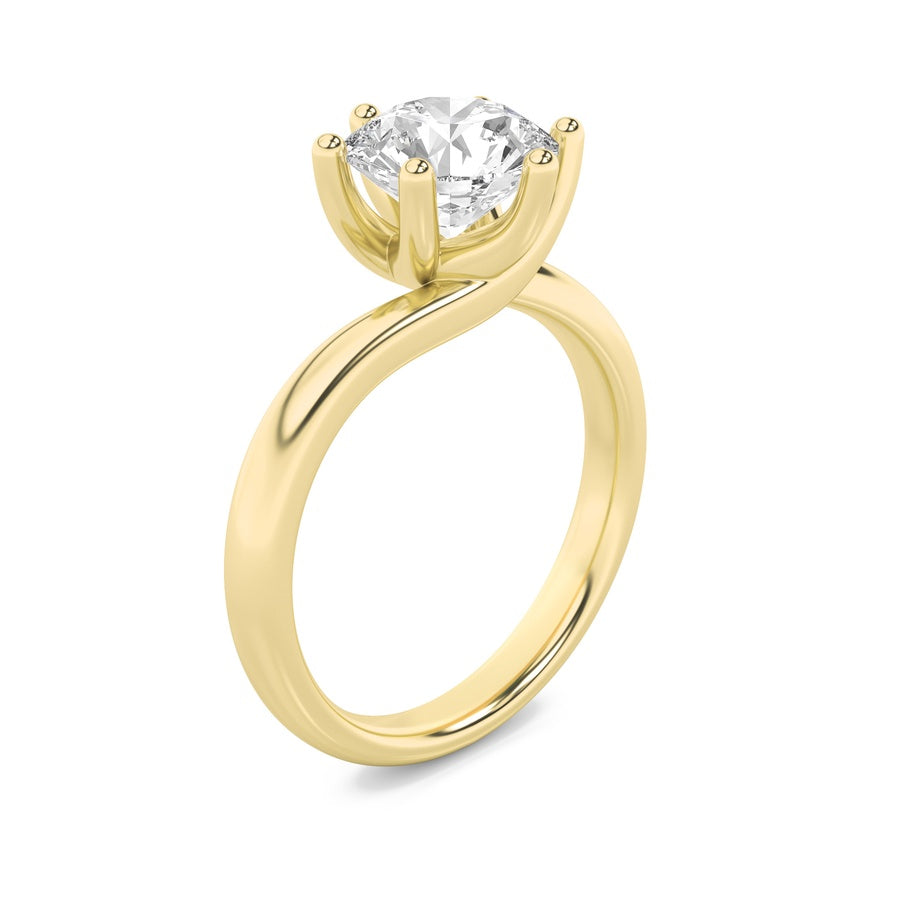 1Cttw Round Shaped Lab Grown Diamond (F/VS) BypassShank Engagement Ring in 14K Gold