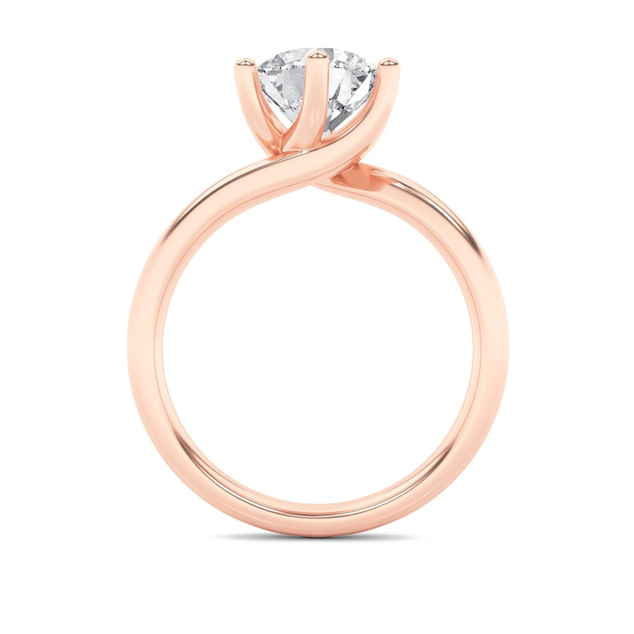 2Cttw Round Shaped Lab Grown Diamond (F/VS) BypassShank Engagement Ring in 14K Gold