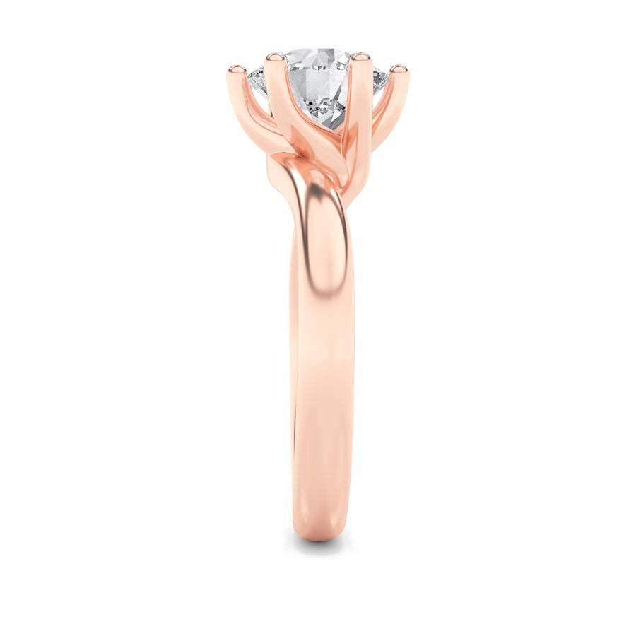 2Cttw Round Shaped Lab Grown Diamond (F/VS) BypassShank Engagement Ring in 14K Gold
