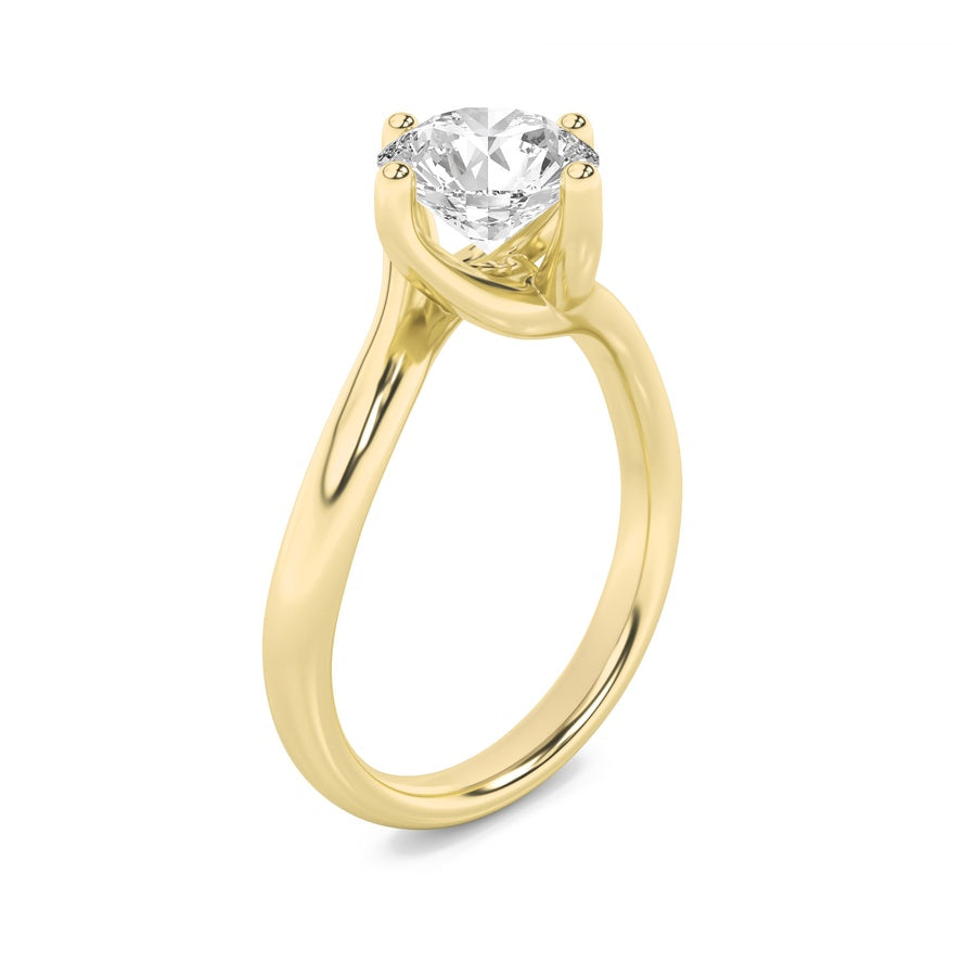 1Cttw Round Shaped Lab Grown Diamond (F/VS) BypassShank Engagement Ring in 14K Gold