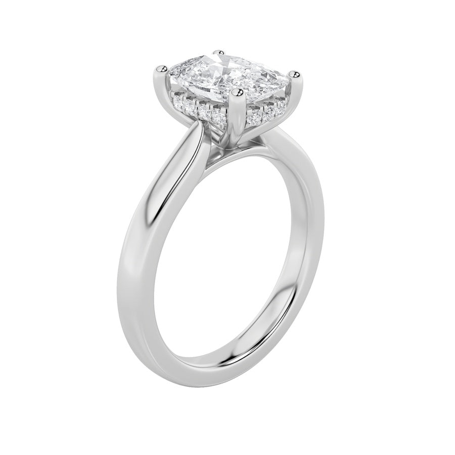 2Cttw Elongated Cushion Shaped Lab Grown Diamond (F/VS) Classic Cathedral Shank Engagement Ring in 14K Gold