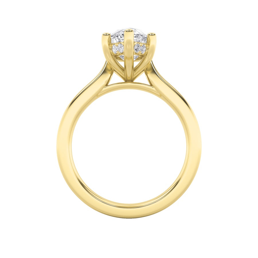 Marquise Shape Hidden Halo Cathedral Shank Engagement Ring lab grown diamond