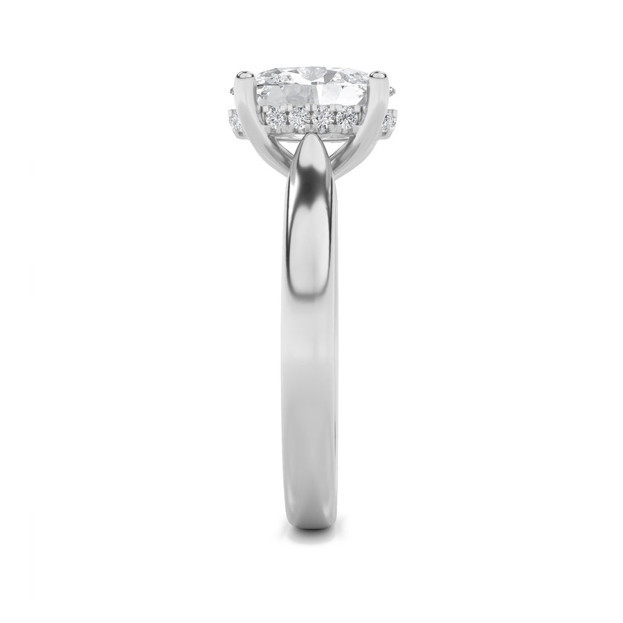Oval Shape Hidden Halo Cathedral Shank Engagement Ring lab grown diamond