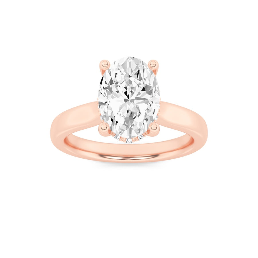 Oval Shape Hidden Halo Cathedral Shank Engagement Ring lab grown diamond