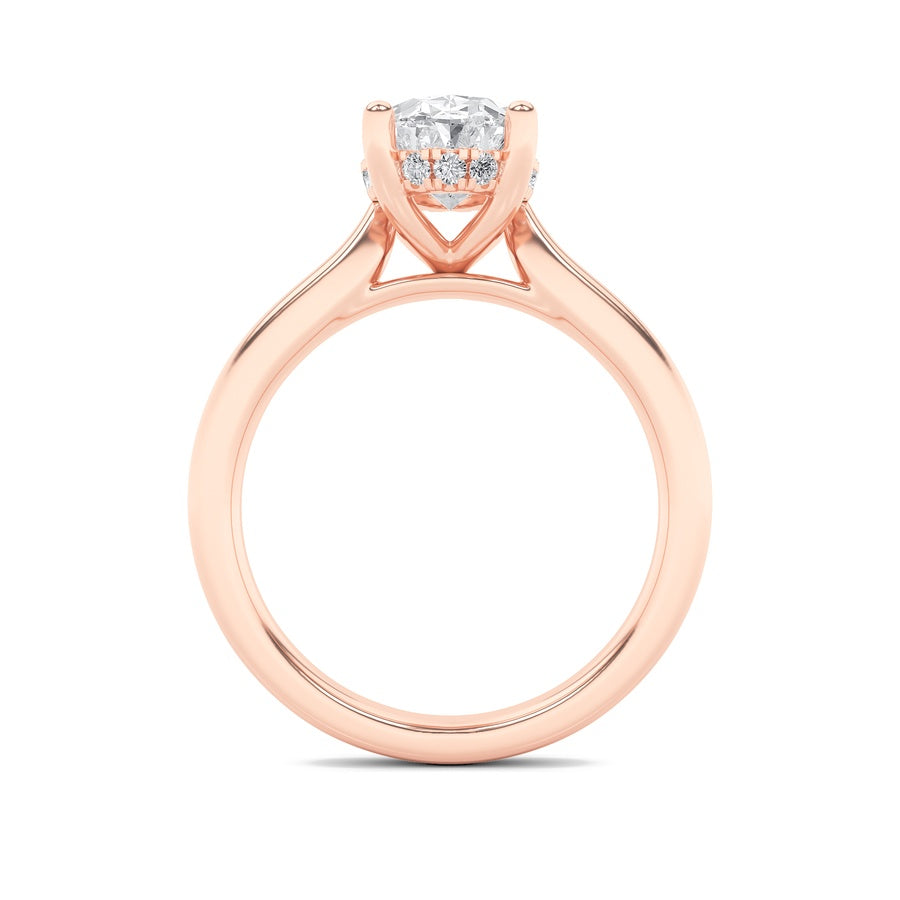 Oval Shape Hidden Halo Cathedral Shank Engagement Ring lab grown diamond