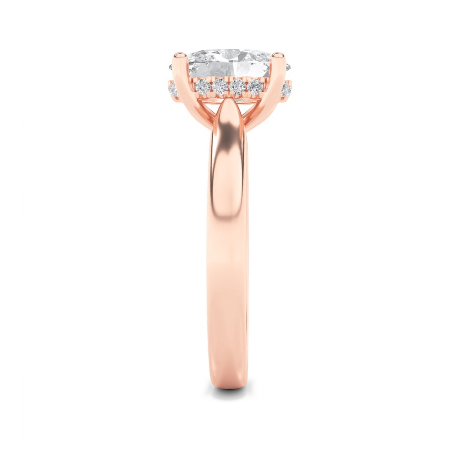 Oval Shape Hidden Halo Cathedral Shank Engagement Ring lab grown diamond