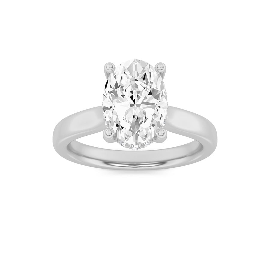 Oval Shape Hidden Halo Cathedral Shank Engagement Ring lab grown diamond