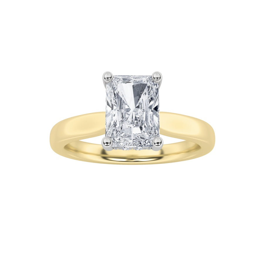 Radiant Shape Hidden Halo Cathedral Shank Engagement Ring lab grown diamond