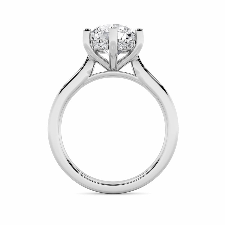 2Cttw Round Shaped Lab Grown Diamond (F/VS) HiddenHalo Cathedral Shank Engagement Ring in 14K Gold