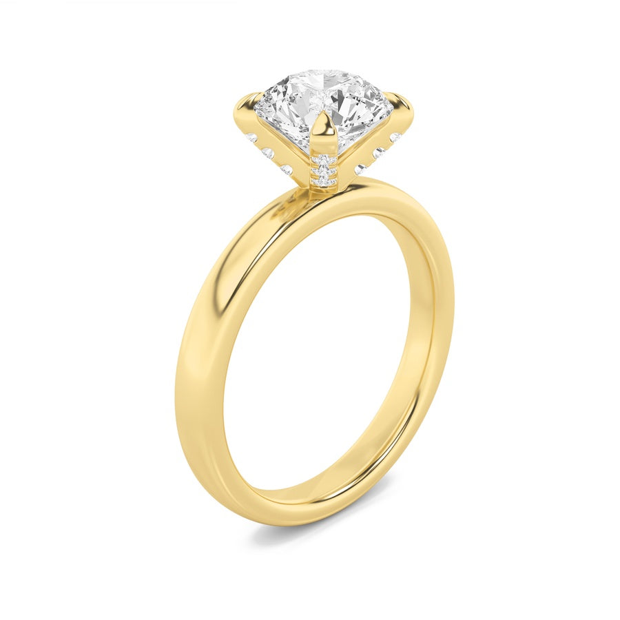 2Cttw Round Shaped Lab Grown Diamond (F/VS) HiddenHalo Petite Shank Ring in 14K Gold