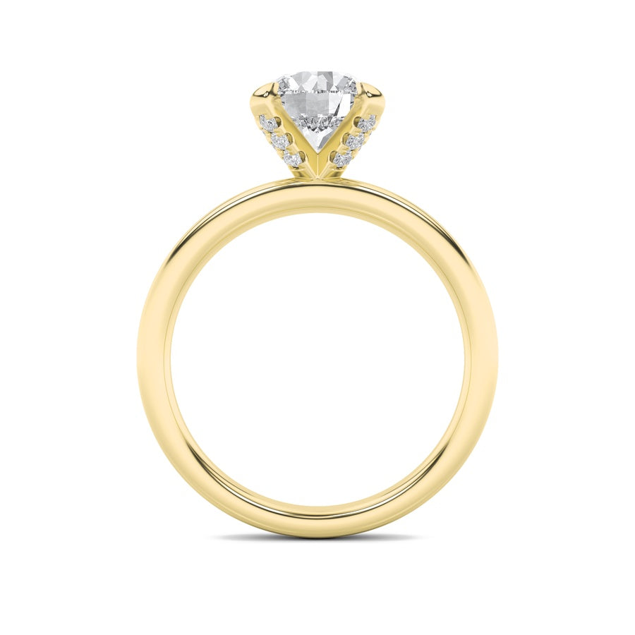 2Cttw Round Shaped Lab Grown Diamond (F/VS) HiddenHalo Petite Shank Ring in 14K Gold