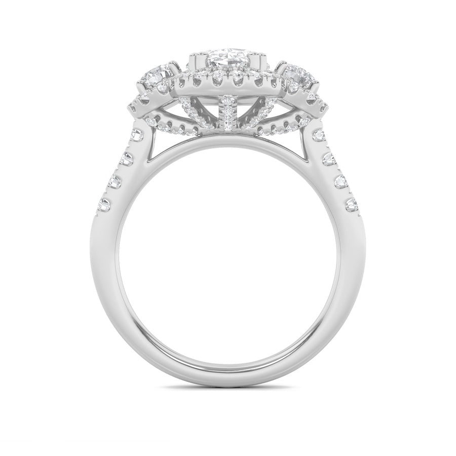 Oval Shape Three Stone Accented Ring lab grown diamond