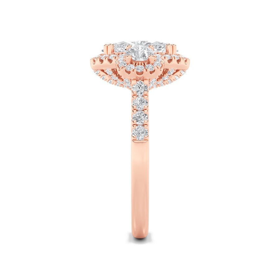 Oval Shape Three Stone Accented Ring lab grown diamond