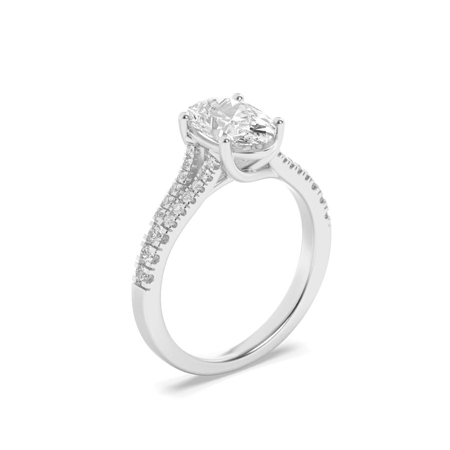 Oval Shape Split Shank Trellis Engagement Ring lab grown diamond