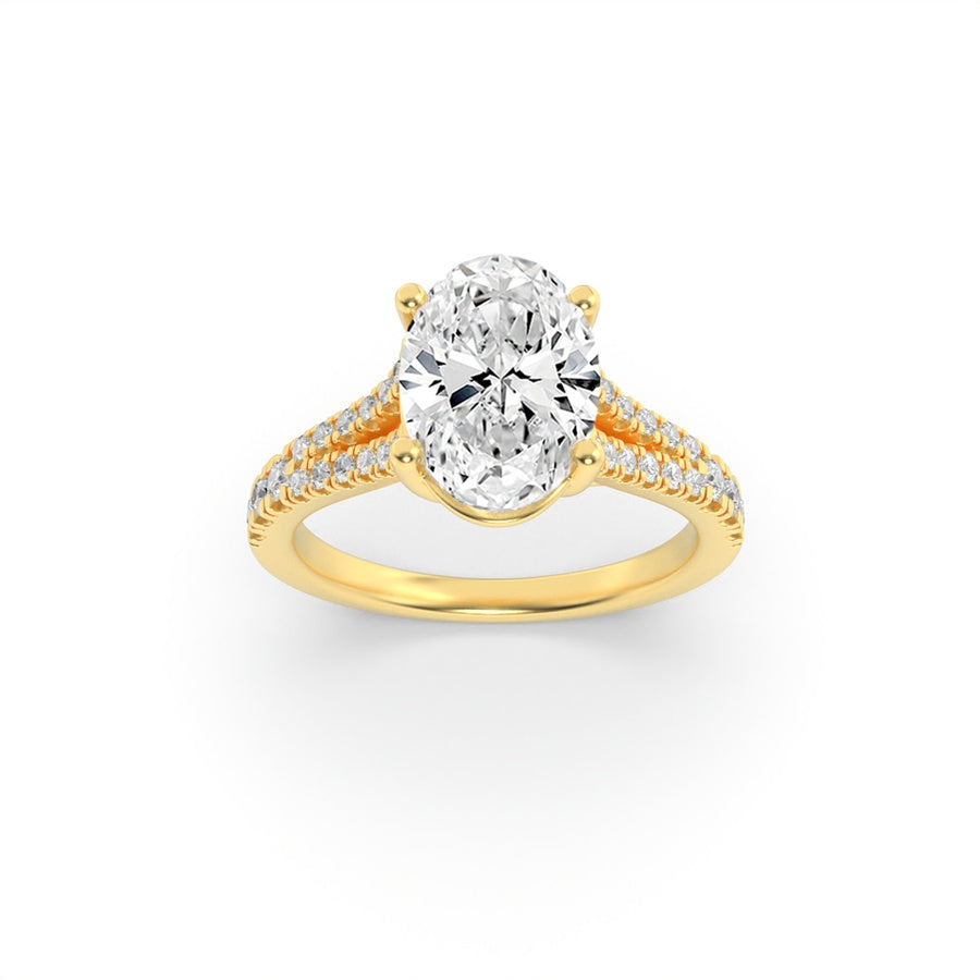 Oval Shape Split Shank Trellis Engagement Ring lab grown diamond