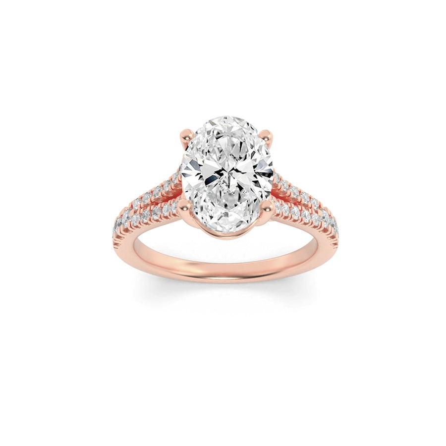 Oval Shape Split Shank Trellis Engagement Ring lab grown diamond