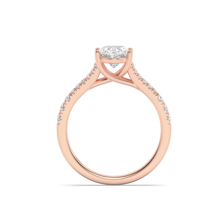 Oval Shape Split Shank Trellis Engagement Ring lab grown diamond