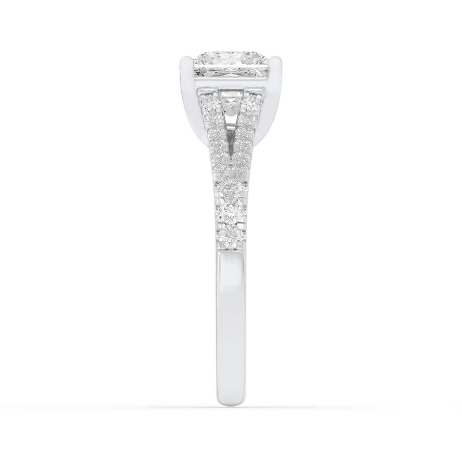 2Cttw Princess Shaped Lab Grown Diamond (F/VS) Split Shank Trellis Engagement Ring in 14K Gold