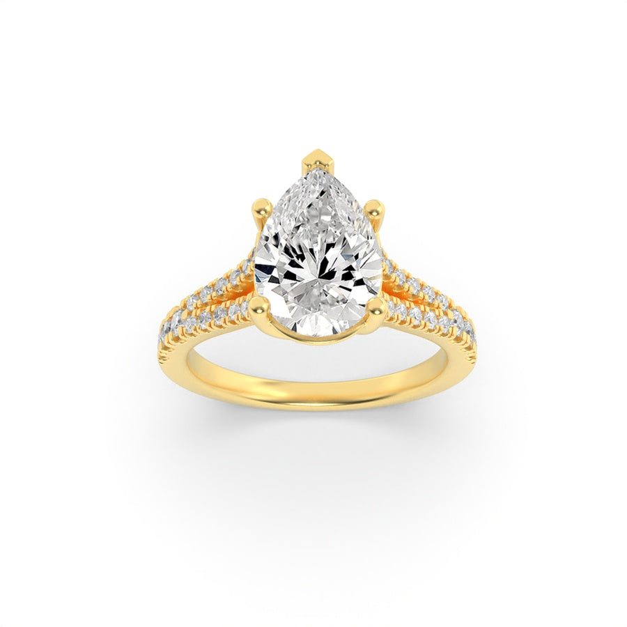 Pear Shape Split Shank Trellis Engagement Ring lab grown diamond