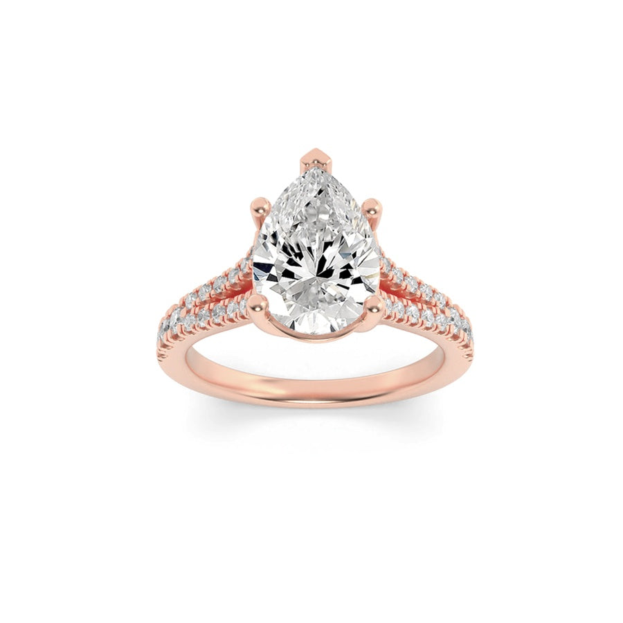 Pear Shape Split Shank Trellis Engagement Ring lab grown diamond