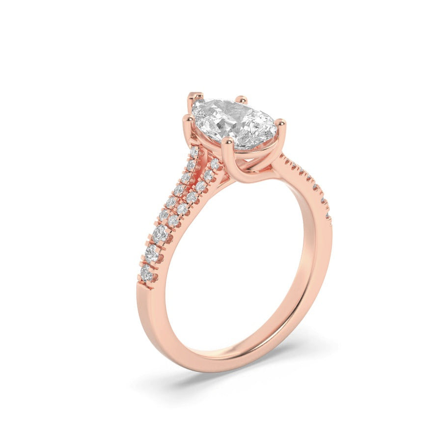 Pear Shape Split Shank Trellis Engagement Ring lab grown diamond