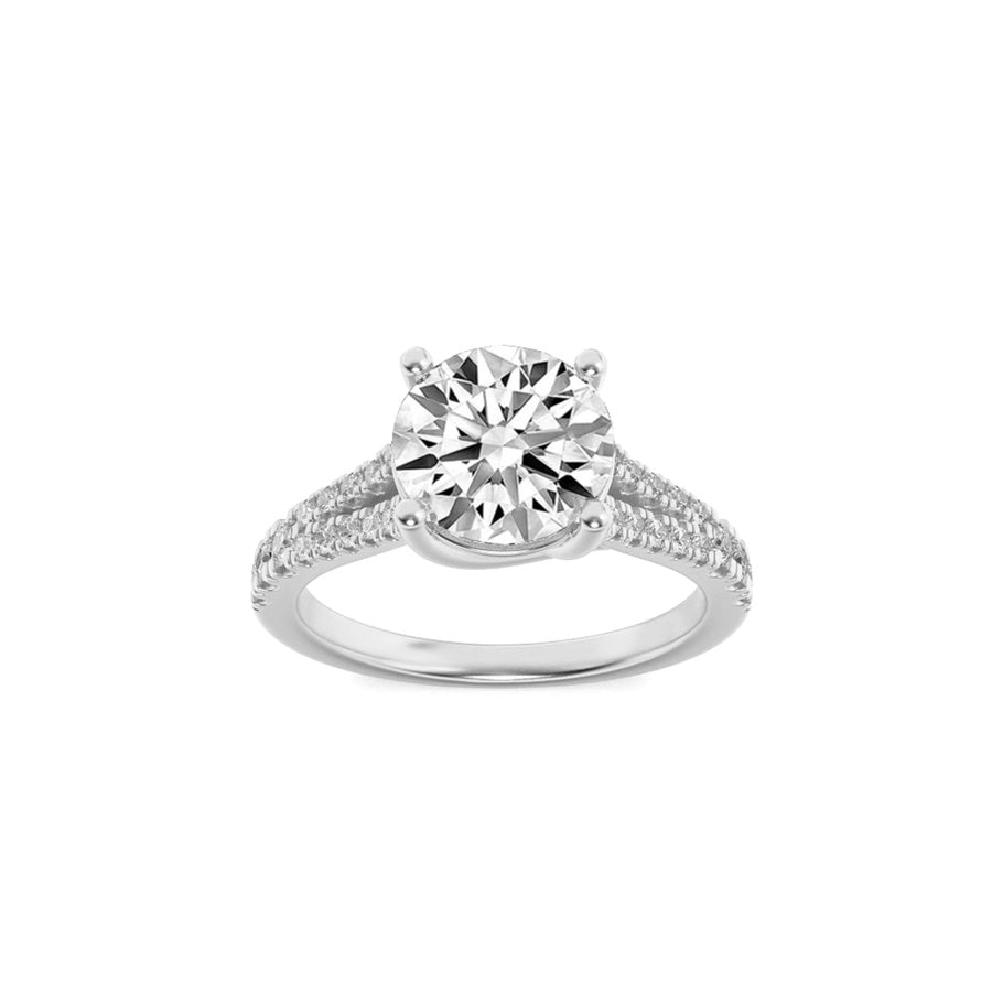 2Cttw Round Shaped Lab Grown Diamond (F/VS) SplitShank Trellis Engagement Ring in 14K Gold
