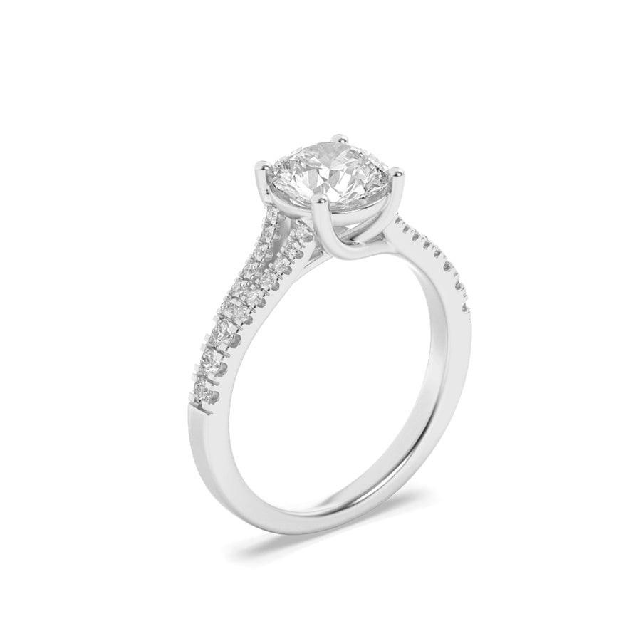 2Cttw Round Shaped Lab Grown Diamond (F/VS) SplitShank Trellis Engagement Ring in 14K Gold