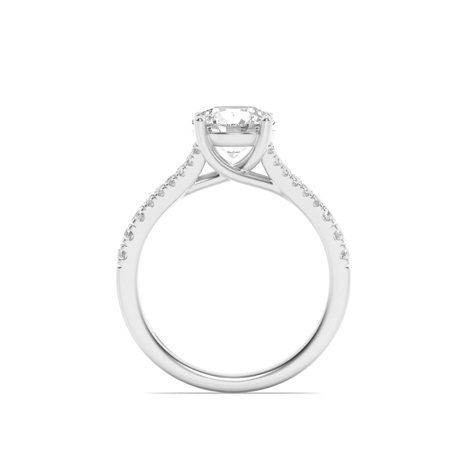 2Cttw Round Shaped Lab Grown Diamond (F/VS) SplitShank Trellis Engagement Ring in 14K Gold