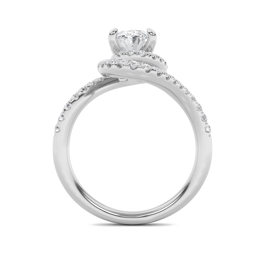 Oval Shape Swirl Accented Engagement Ring lab grown diamond