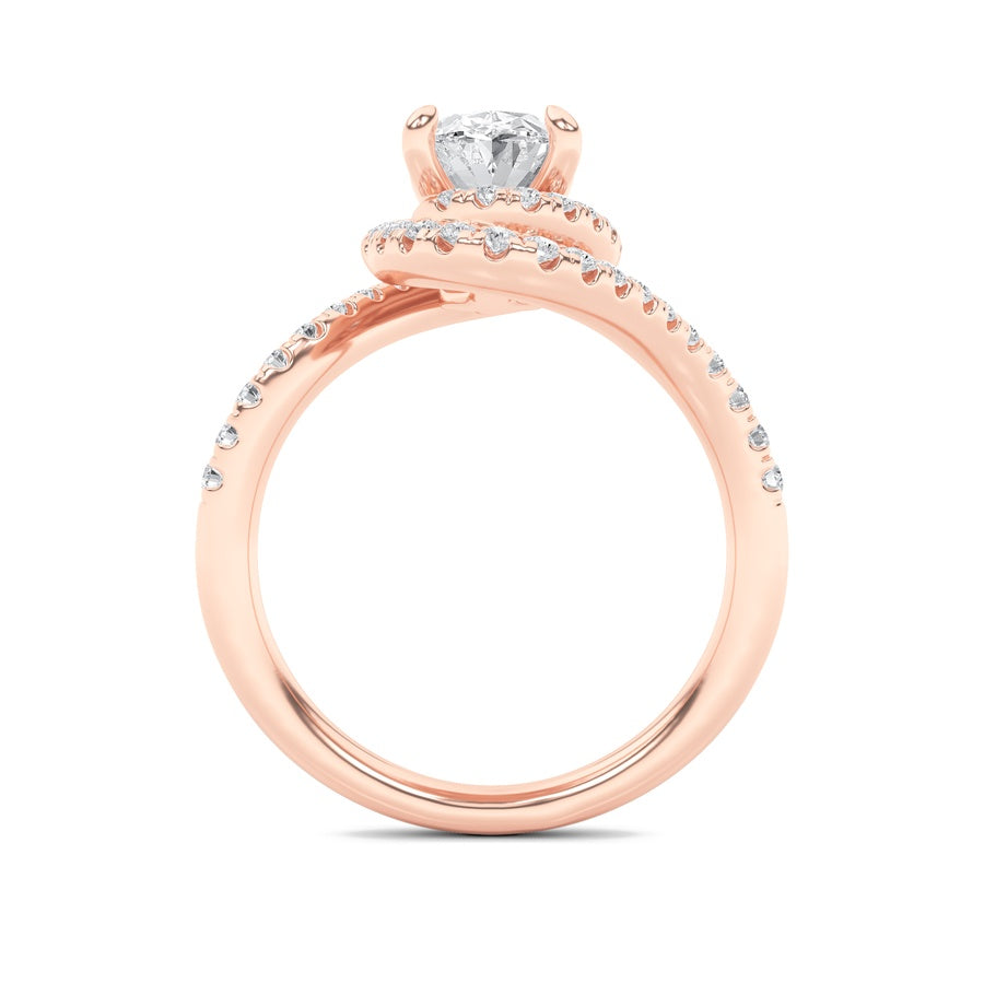 Oval Shape Swirl Accented Engagement Ring lab grown diamond