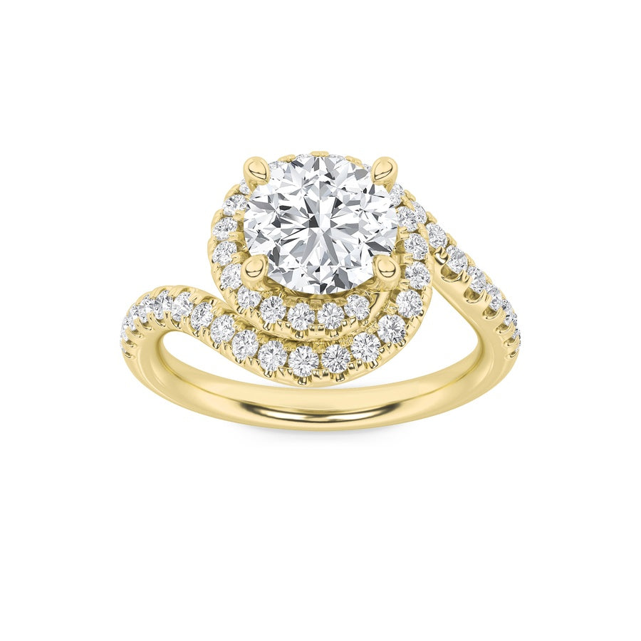 Round Shape Swirl Accented Engagement Ring lab grown diamond