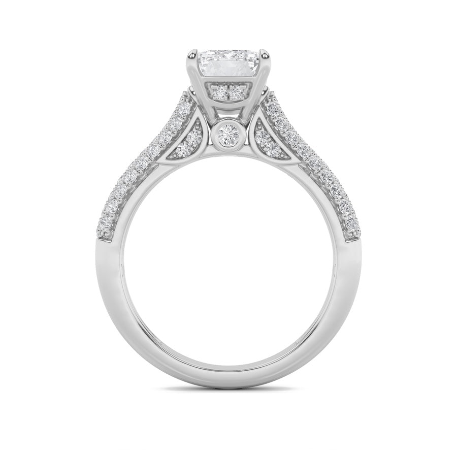 2.5Cttw Emerald Shaped Lab Grown Diamond (F/VS) Hidden Halo Accented Engagement Ring in 14K Gold