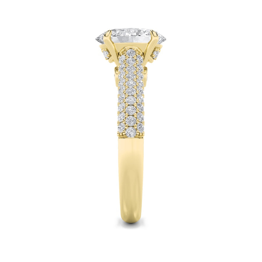 1.5Cttw Oval Shaped Lab Grown Diamond (F/VS) Hidden Halo Accented Engagement Ring in 14K Gold