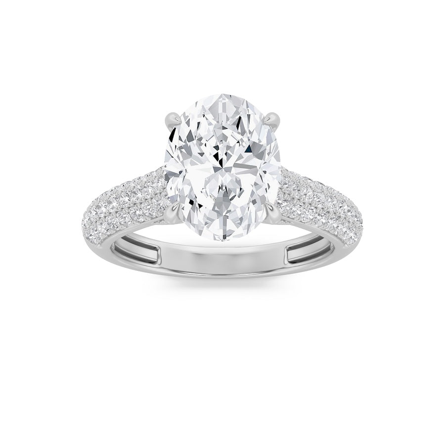 2.5Cttw Oval Shaped Lab Grown Diamond (F/VS) Hidden Halo Accented Engagement Ring in 14K Gold