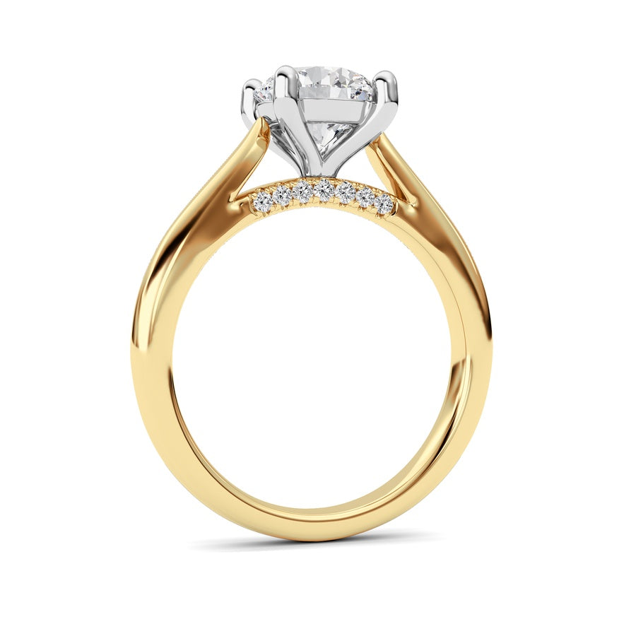 2Cttw Round Shaped Lab Grown Diamond (G/VS) Accented Enagement Ring in 14K Gold