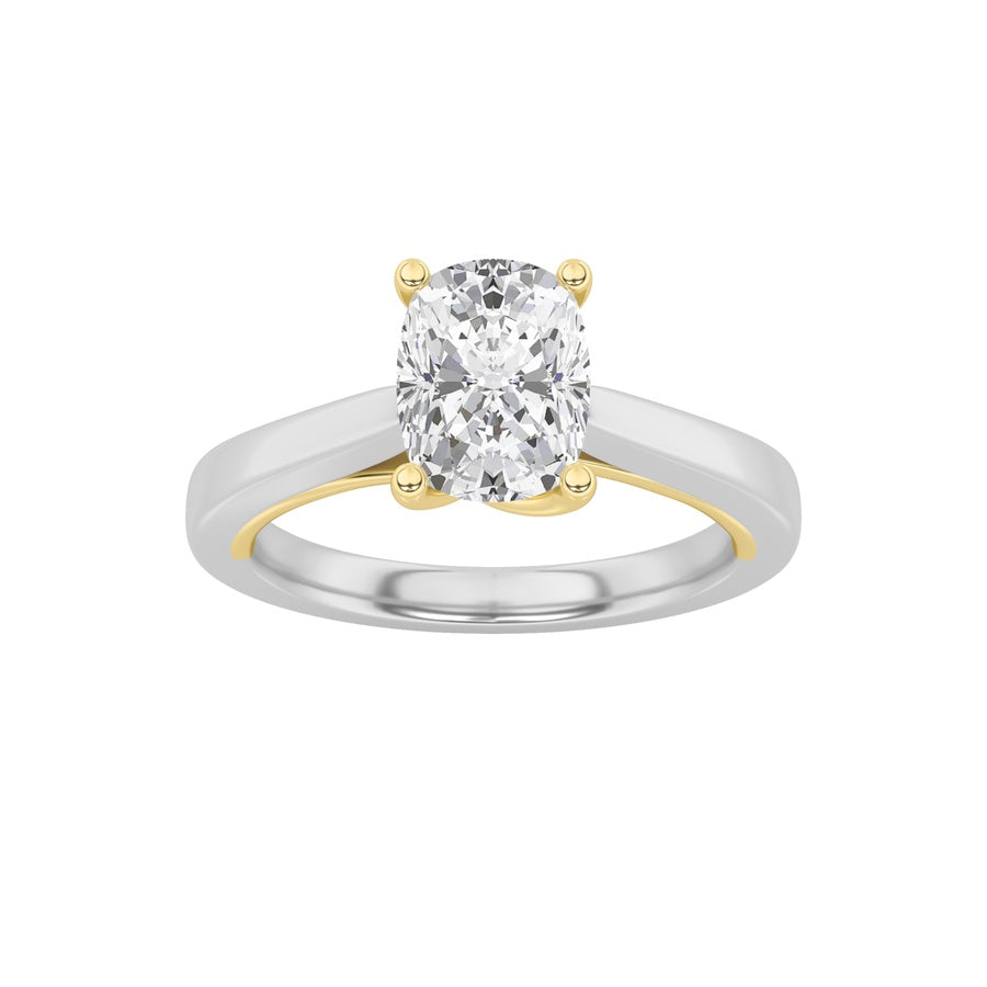 Cushion Shape Two Tone Twisted Basket Cathedral Shank Solitaire Ring lab grown diamond