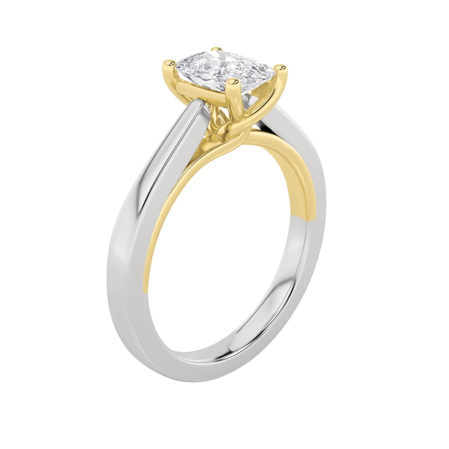 Cushion Shape Two Tone Twisted Basket Cathedral Shank Solitaire Ring lab grown diamond