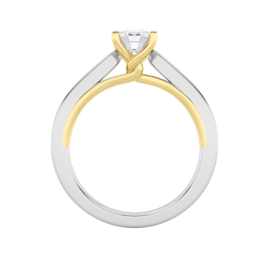 Cushion Shape Two Tone Twisted Basket Cathedral Shank Solitaire Ring lab grown diamond