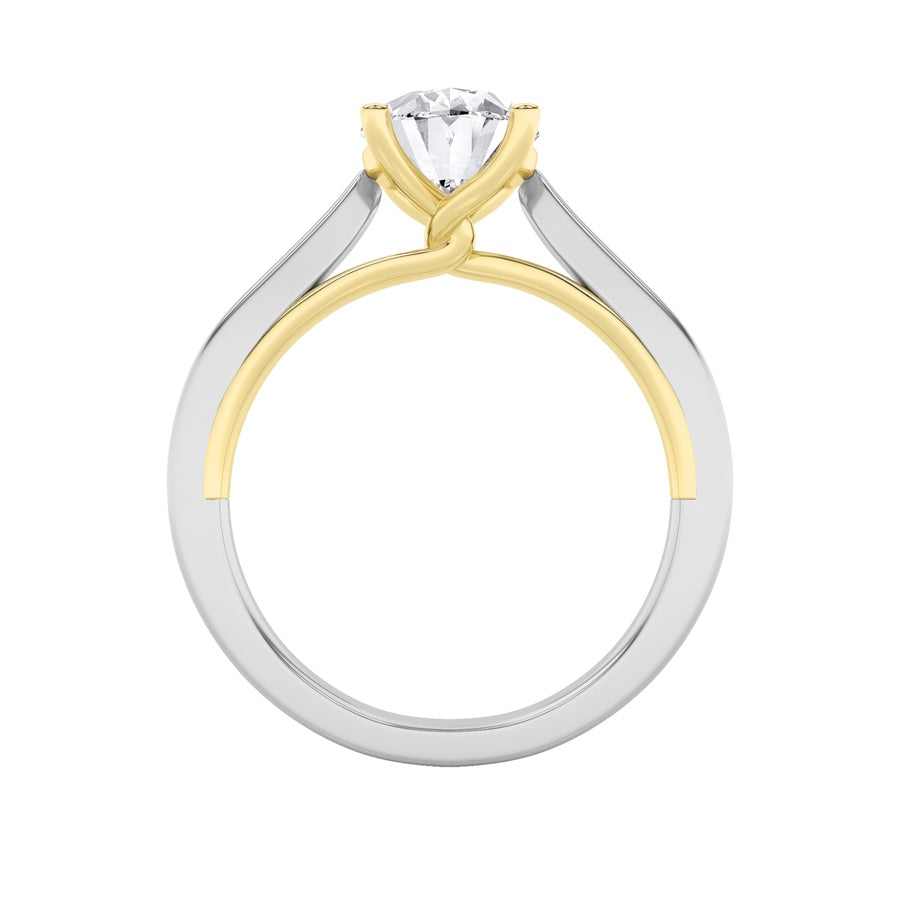 2Cttw Oval Shaped Lab Grown Diamond (F/VS) Two Tone Twisted Basket Cathedral Shank Solitaire Ring in14K Gold
