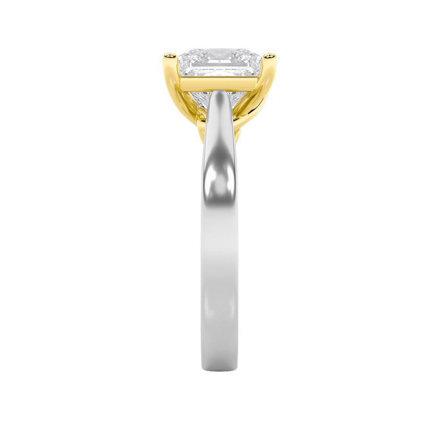 2Cttw Princess Shaped Lab Grown Diamond (F/VS) TwoTone Twisted Basket Cathedral Shank Solitaire Ring in 14K Gold