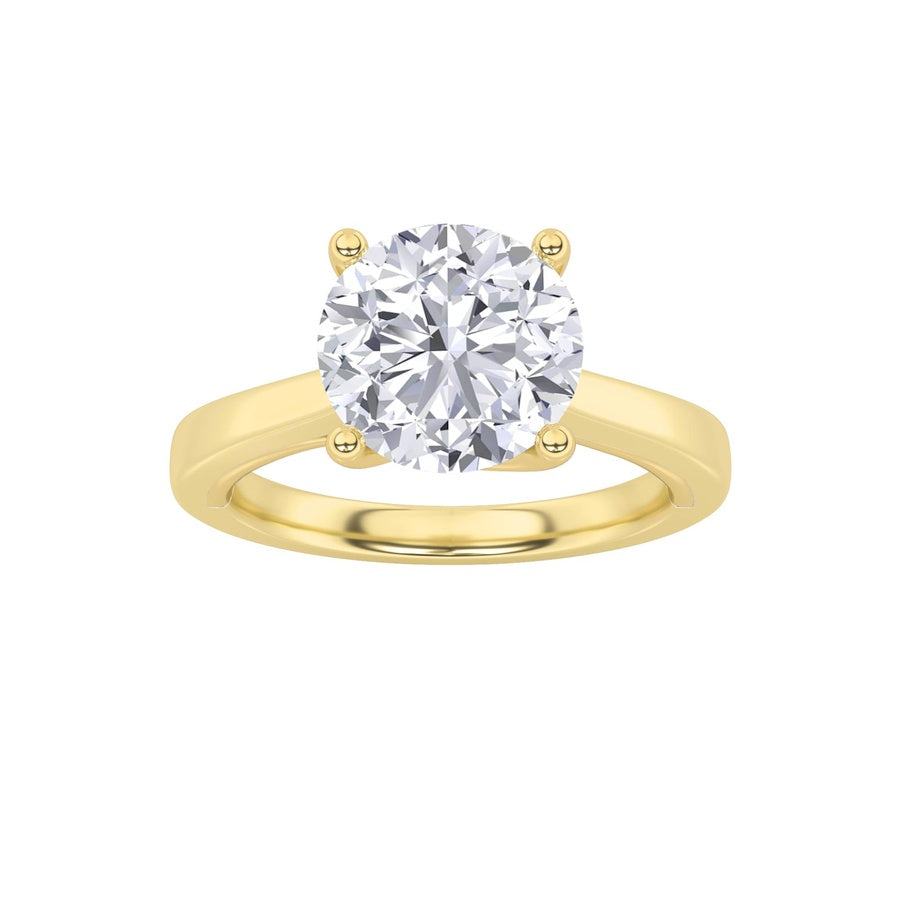 3Cttw Round Shaped Lab Grown Diamond (G/VS) Twisted Basket Cathedral Shank Solitaire Ring in 14K Gold
