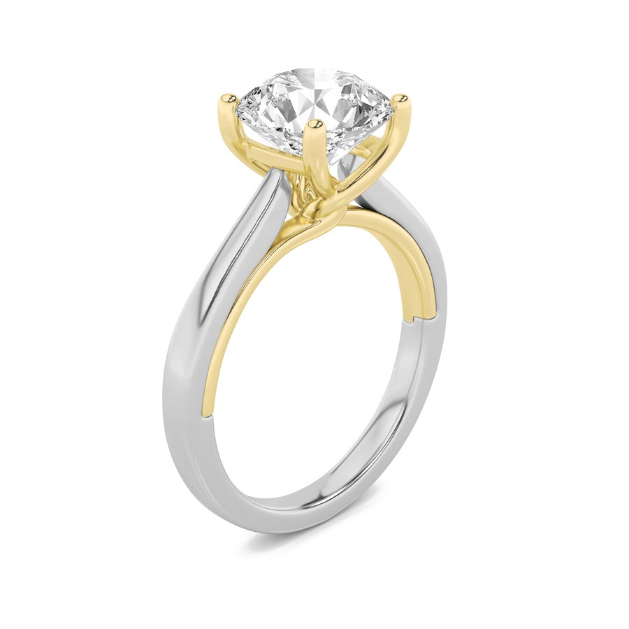 3Cttw Round Shaped Lab Grown Diamond (G/VS) Twisted Basket Cathedral Shank Solitaire Ring in 14K Gold
