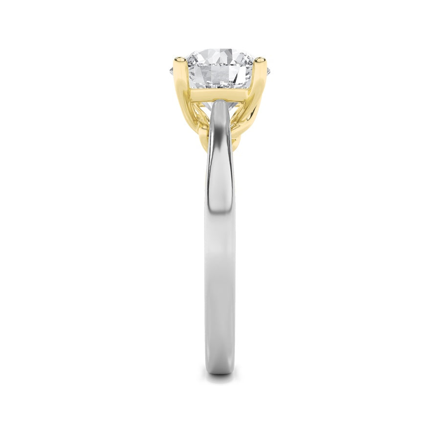 3Cttw Round Shaped Lab Grown Diamond (G/VS) Twisted Basket Cathedral Shank Solitaire Ring in 14K Gold