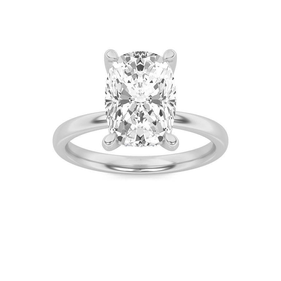 Cushion Shape Hidden Halo Petite Shank Ring lab grown diamond