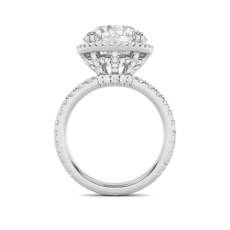 6Cttw Round Shaped Lab Grown Diamond (F/VS) Bold Statement Accented Ring in 14K Gold