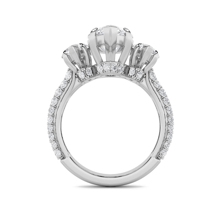 Marquise Shape Bold Statement Accented Ring lab grown diamond