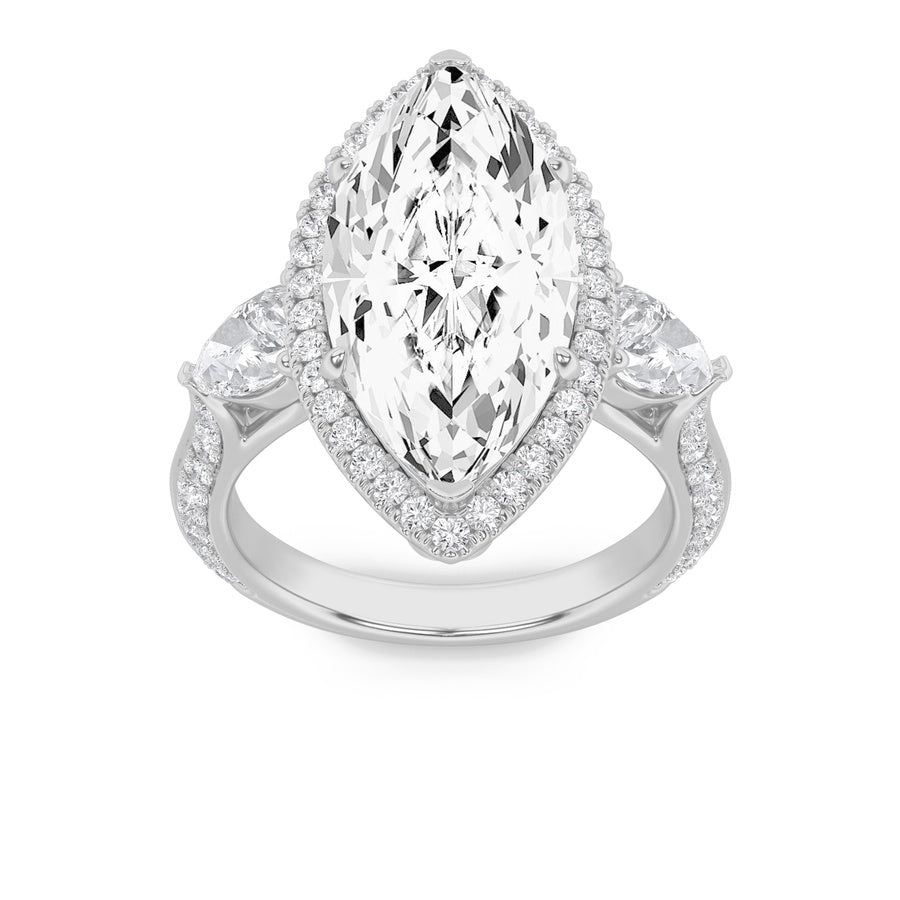 Marquise Shape Bold Statement Accented Ring lab grown diamond
