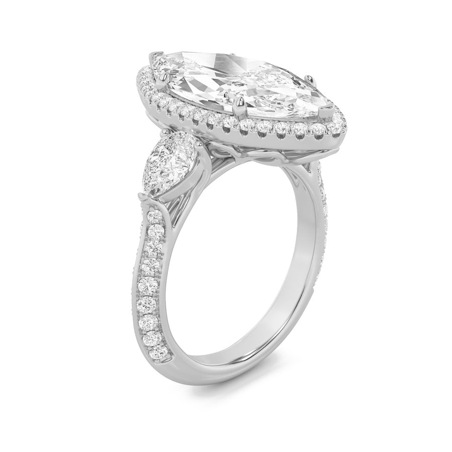 Marquise Shape Bold Statement Accented Ring lab grown diamond