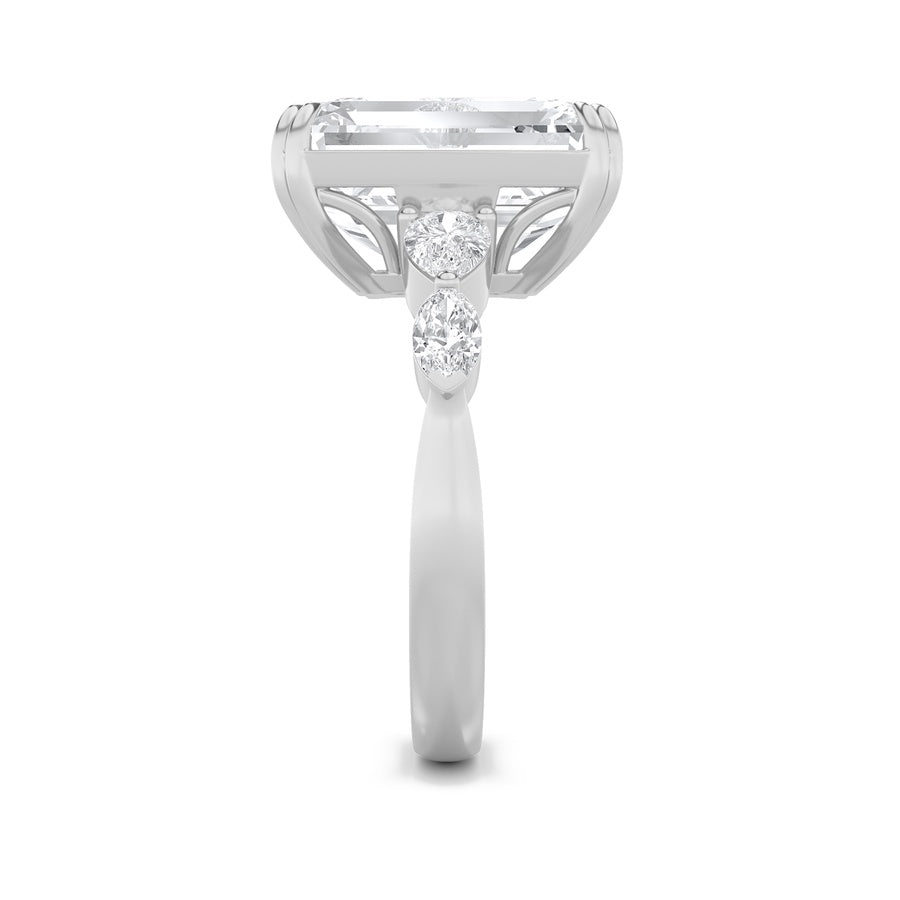 8.5Cttw Emerald Shaped Lab Grown Diamond (F/VS) Bold Statement Accented Ring in 14K Gold