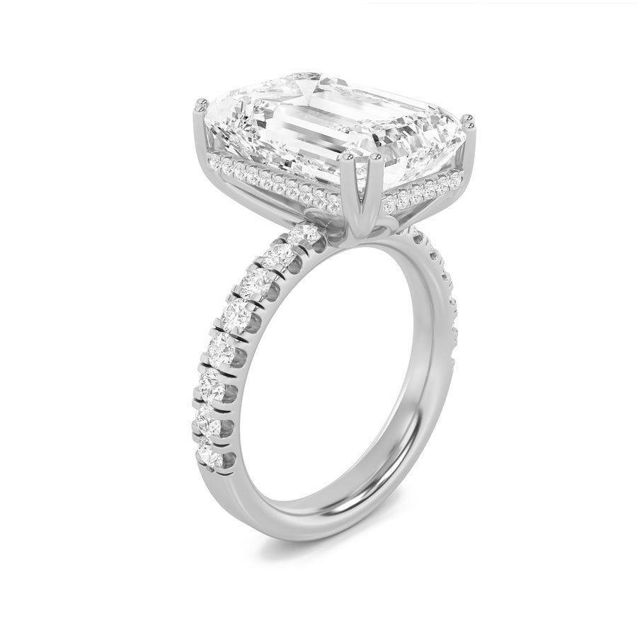 Emerald Shape Bold Statement Accented Ring lab grown diamond